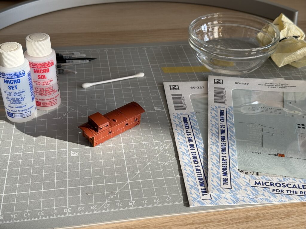 Painting an SP caboose: decals and setting solutions