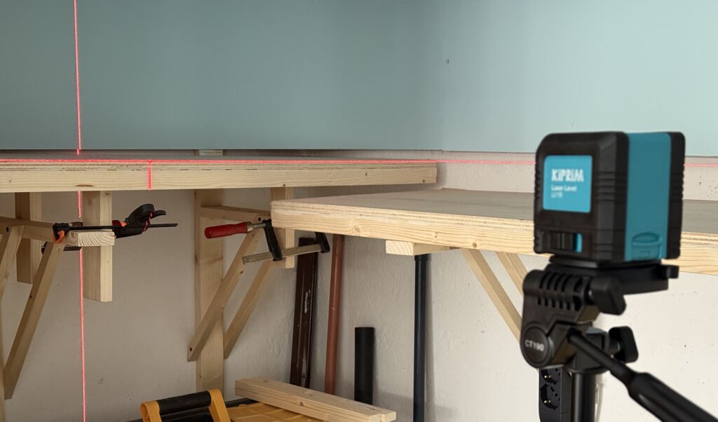 Laser level to help installing benchwork