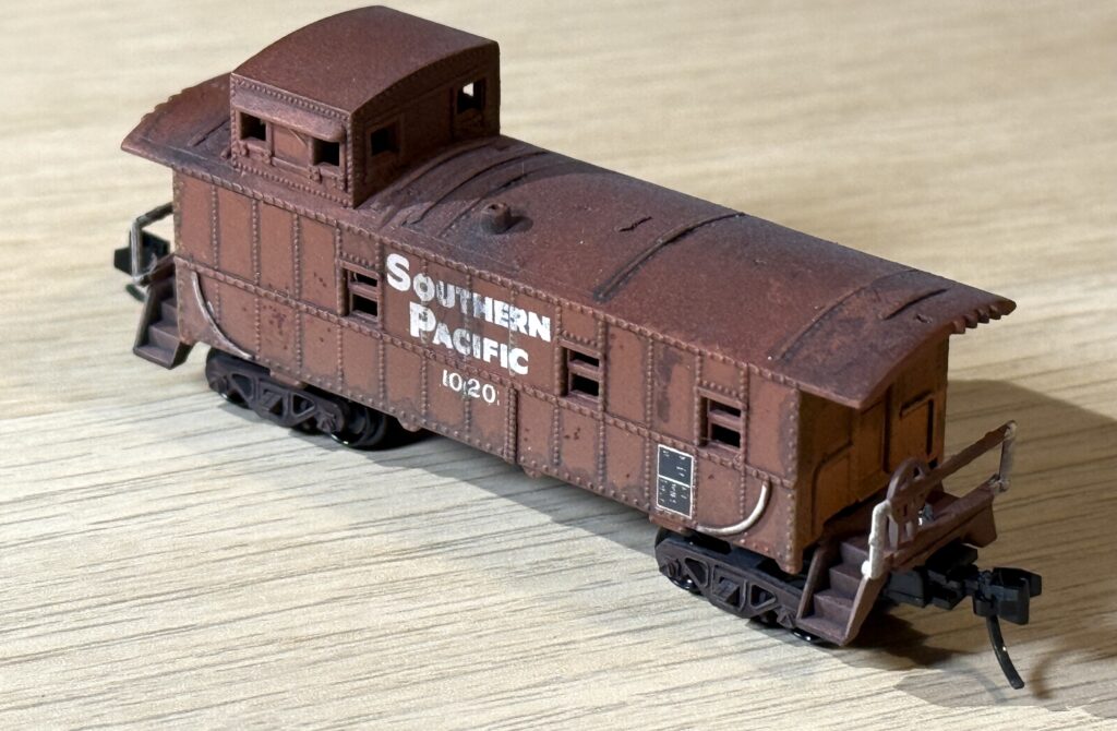 Southern Pacific N scale cupola caboose weathered